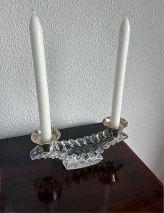 Antiguo candelabro cristal y plata. No hago envío.