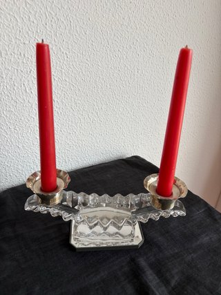 Antiguo candelabro cristal y plata. No hago envío.