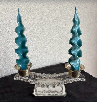 Antiguo candelabro cristal y plata. No hago envío.