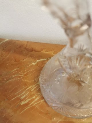 Porrón Bautismal Cristal Tallado y Plata