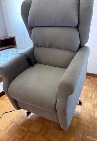 Poltrona relax REAMED tessuto beige/grigio