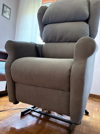 Poltrona relax REAMED tessuto beige/grigio