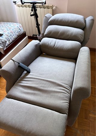 Poltrona relax REAMED tessuto beige/grigio