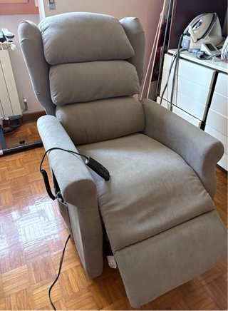 Poltrona relax REAMED tessuto beige/grigio