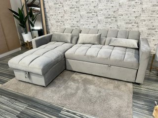 Sofá cama gris 210cm + cojines