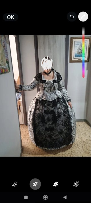 Traje de fallera adulta plata y gris