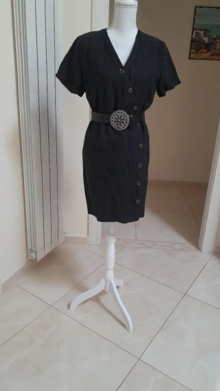 Vestito estivo in lino e cotone nero