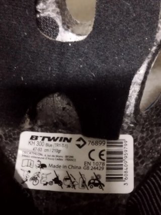 Casco Bicicleta Infantil Btwin Azul 47-53cm