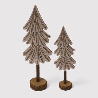 Pisonia - Set di 2 alberi in feltro decorativi grigio e