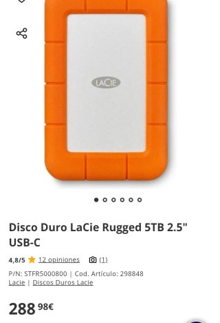 Disco Duro LaCie Rugged 5TB USB-C
