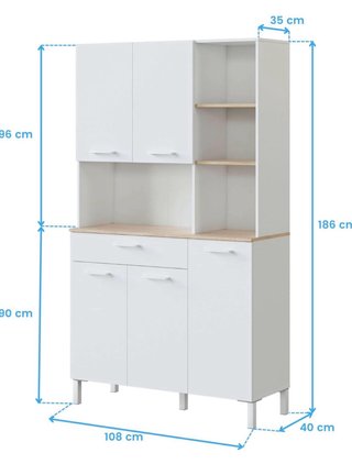 Mueble de cocina blanco y azul