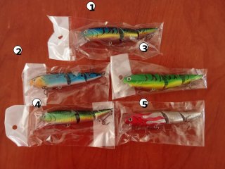 5 Señuelos Pesca Articulados 3 Segmentos