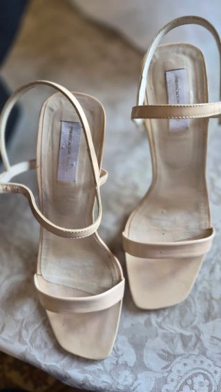 Sandalias tacon Purificacion Garcia Beige Talla 39