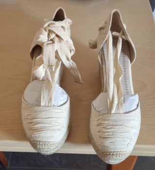 Zapatillas esparto cuña beige