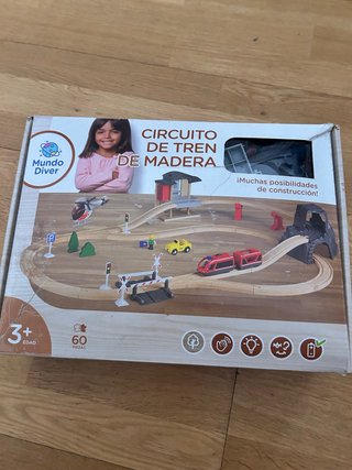 Circuito Tren Madera Mundo Diver 60 Piezas