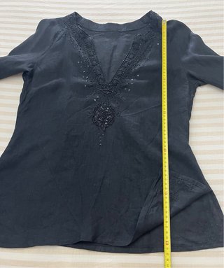 Blusón Zara Lino Negro Abalorios