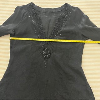 Blusón Zara Lino Negro Abalorios