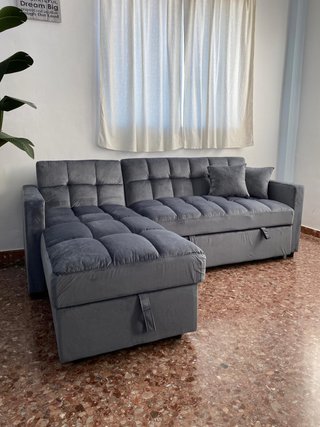 Sofá Cama Gris con Arcón Nuevo
