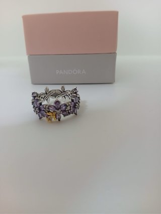 Anillo Pandora Flor Lila Talla 54