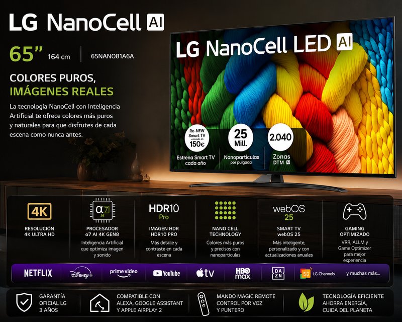 LG 65 NanoCell LED 4K AI 65NANO81A6A