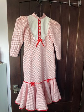 Traje Chulapa Infantil Rojo y Blanco Talla 9-10