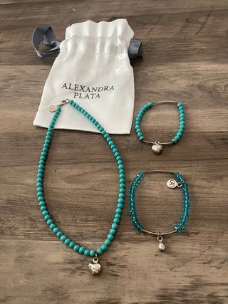 Collar y pulseras Alexandra Plata Plata y Turquesa