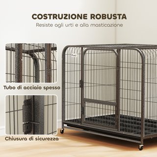 Gabbia per Cani in Acciaio con Ruote 3 Porte Nero