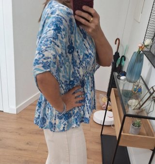 blusa mujer azul estampada Slowlove