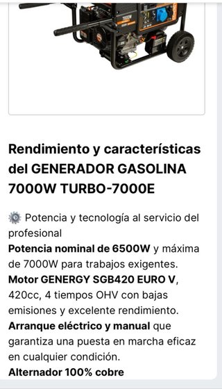 Generador a Gasolina Turbo 7000E