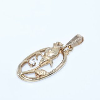 Colgante Rosa Oro 18k con Circonita
