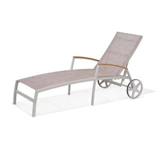Tumbona de Jardín de Aluminio y Madera Beige/Blanc