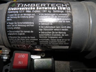 Cabrestante Timbertech 12V 1350Kg 14m Cable