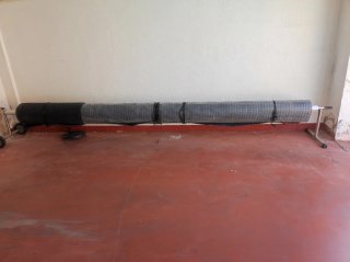 Manta térmica piscina 8x4 y enrollador acero inox