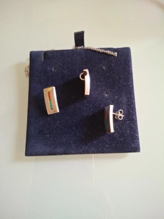 Conjunto Pendientes y Colgante plata con esmalte