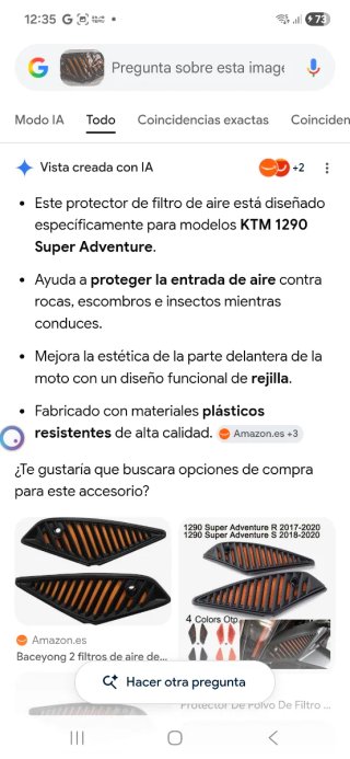 Rejilla Protectora Filtro Aire KTM 1290