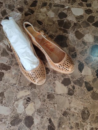Zapatos esparto cuña beige/marrón T.35