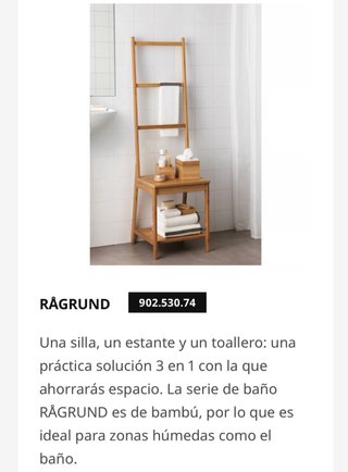 Estantería Silla Toallero Baño Bambú