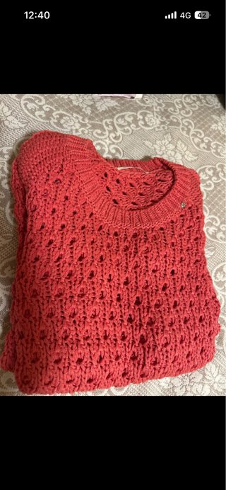 Pullover corallo traforato taglia XS-M