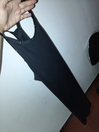 Vestido largo negro sin mangas