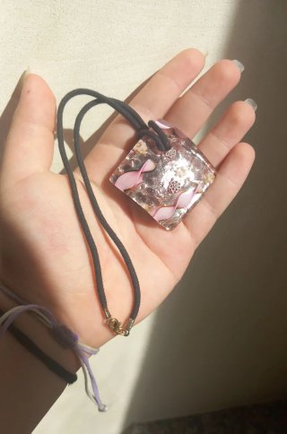Collana ciondolo Murano quadrato rosa