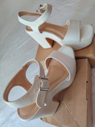 Sandali bianchi donna tacco alto plateau