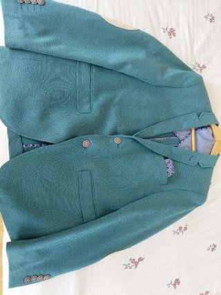 Chaqueta de vestir verde azulado con coderas
