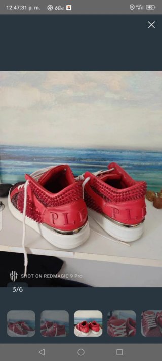 Philipp Plein N°39 Zapatillas Rojas Tachuelas