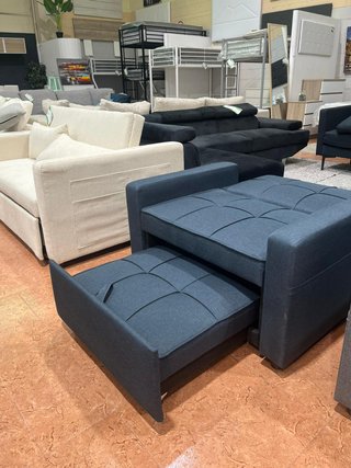 Sofá Cama 1 Plaza Pab 90cm Tela Azul/Gris