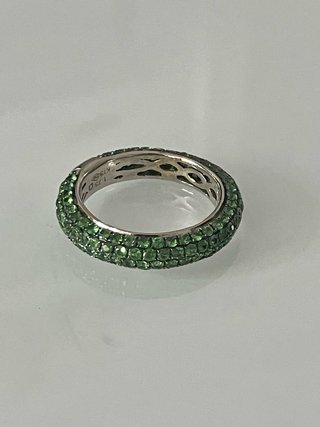 Anillo Oro Blanco 18k Tsavoritas , talla 12