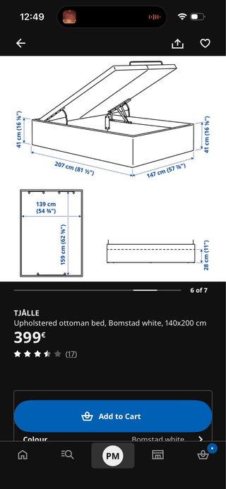 Cama canapé IKEA TJÄLLE blanca