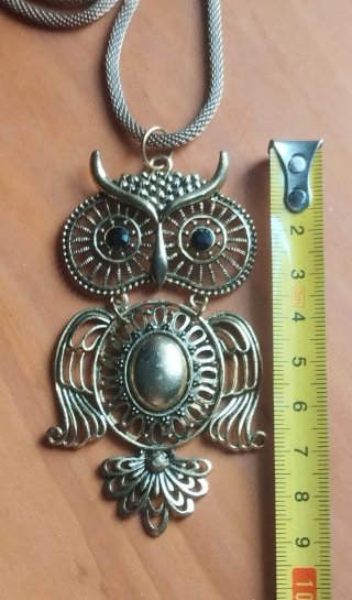 Colgante Búho Vintage Dorado Cadena Larga