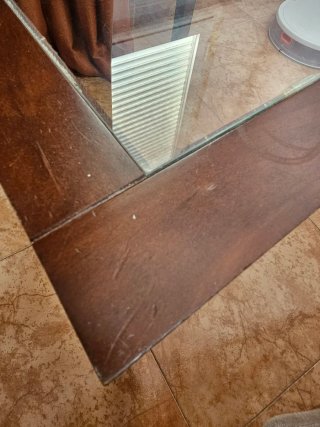 Mesa auxiliar madera y cristal