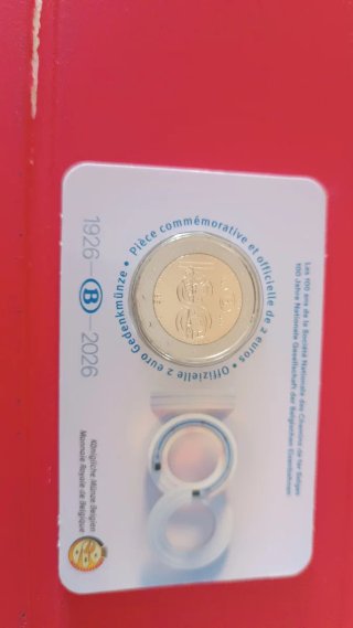 Moneda 2 euros conmemorativa Bélgica 1926-2026 sc