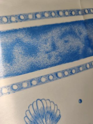 Cortina de baño azul y blanca,de 1'80×1'80